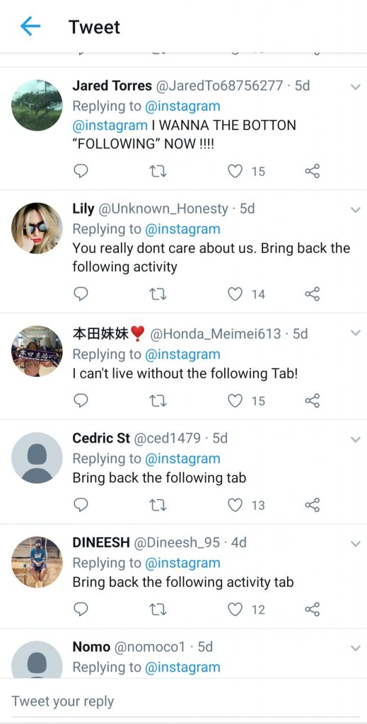 Instagram following tab gone