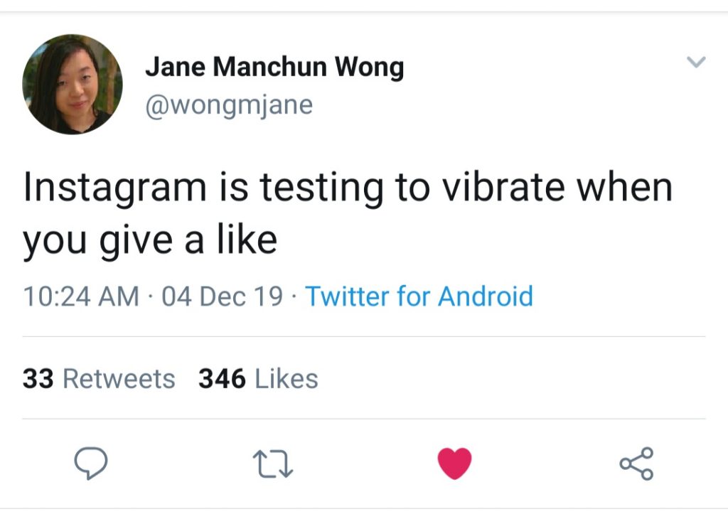 Instagram is testing to vibrate