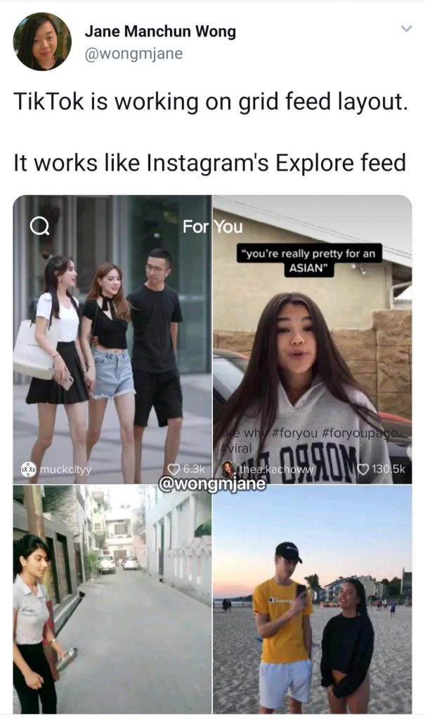 Tiktok tests Instagram like feed