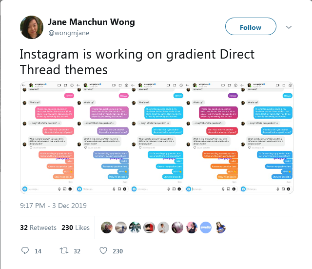 Instagram testing Gradient Direct Threads Theme