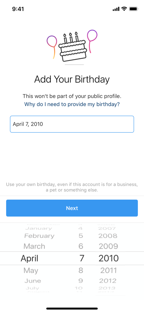 Instagram now would require users add date of birth