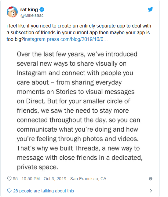 Instagram launches Threads