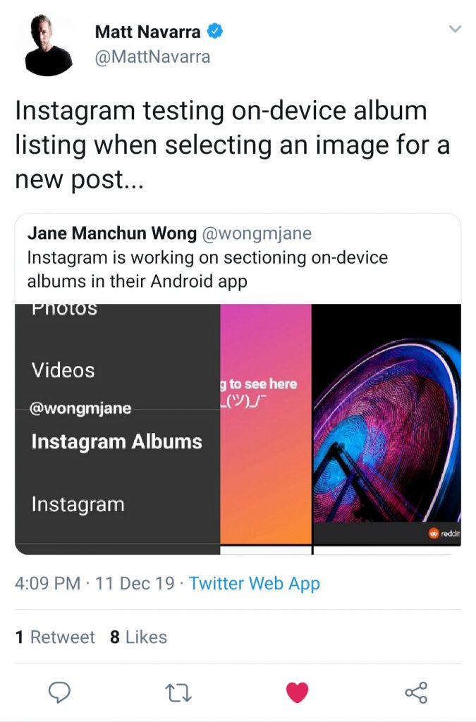 On-device albums for Instagram